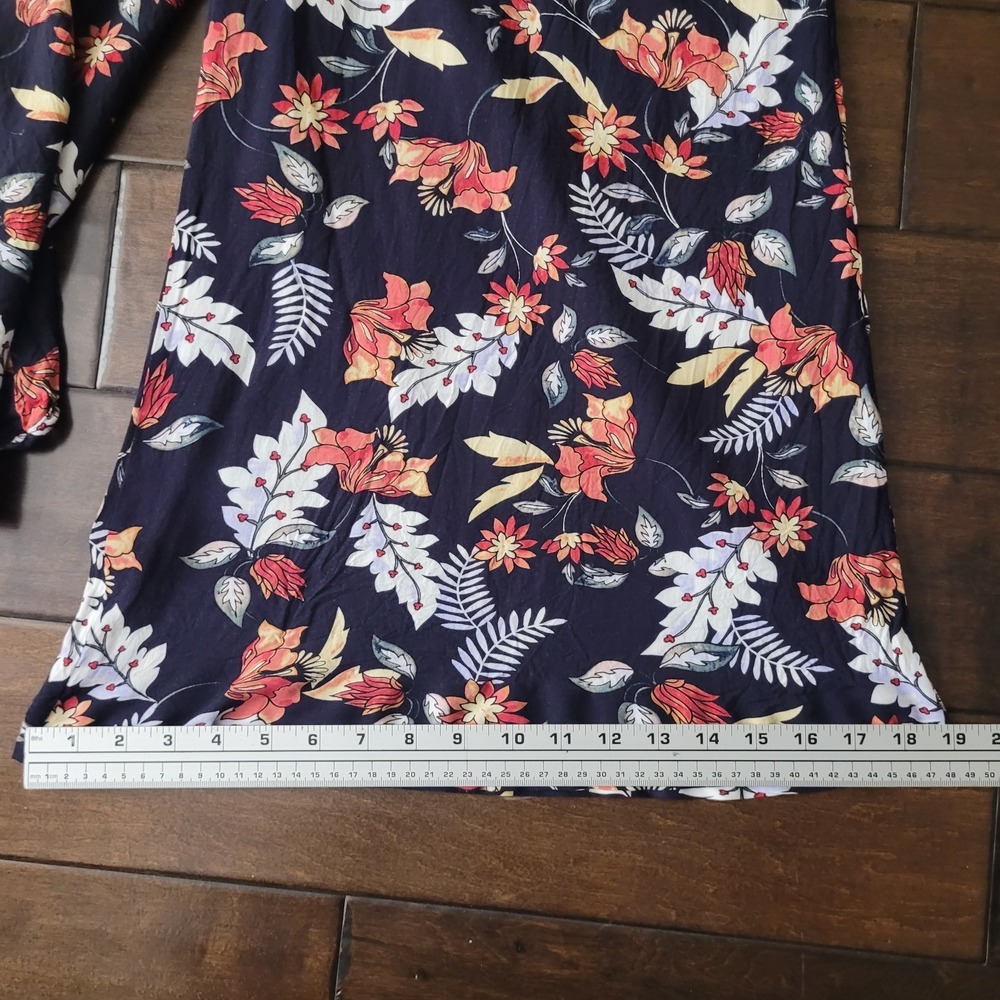 Jaase Floral Wide Leg Palazzo Pants Navy Orange Boho Sequin Waist Small Festival - Picture 9 of 9